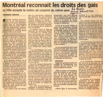 Emplacement : AGQ-F0041 Boîte 6 sur 10 (Fonds Coalition des conjoints de même sexe)