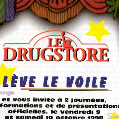 Publicité du Drugstore. Source : Fugues 1998, édition spéciale #2 (automne/hiver 98-99). Collection des Archives gaies du Québec